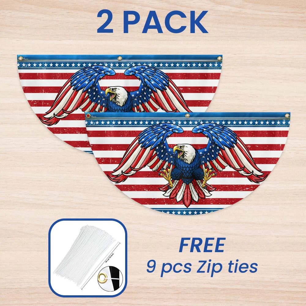 Patriotic Eagle American Non-Pleated Fan Flag