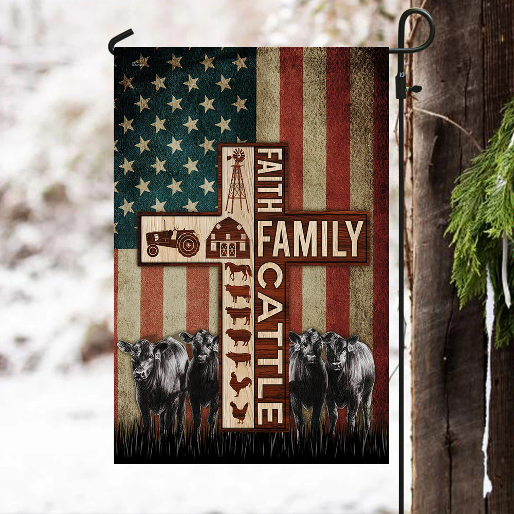 Faith Family Cattle American Flag, Farm Flag
