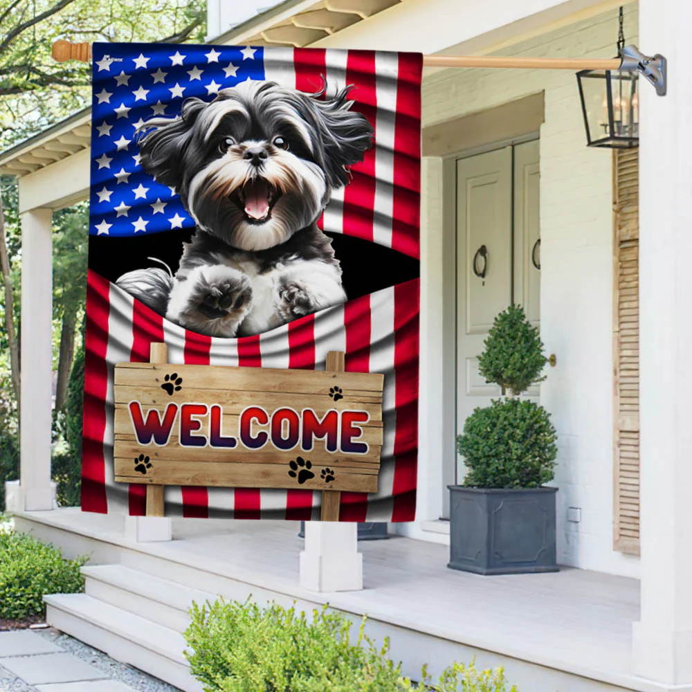 Bimipi  Shih Tzu Dog Welcome American Flag TQN1135Fv7
