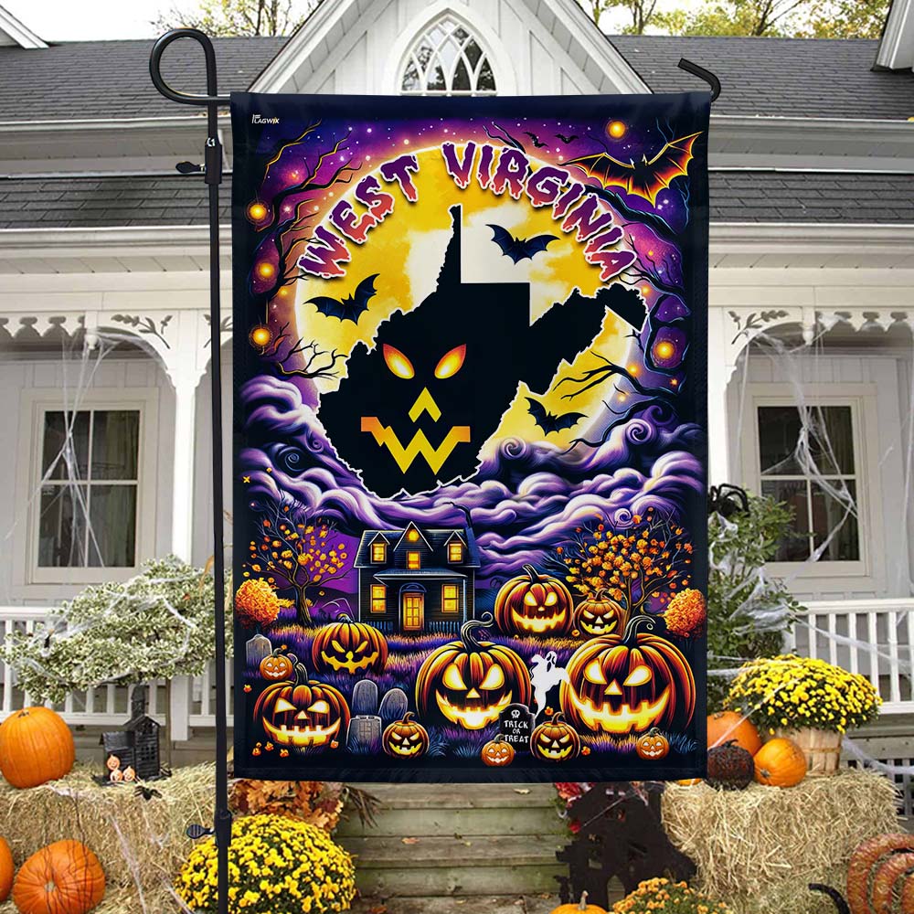 West Virginia Halloween Ghost Pumpkins Flag