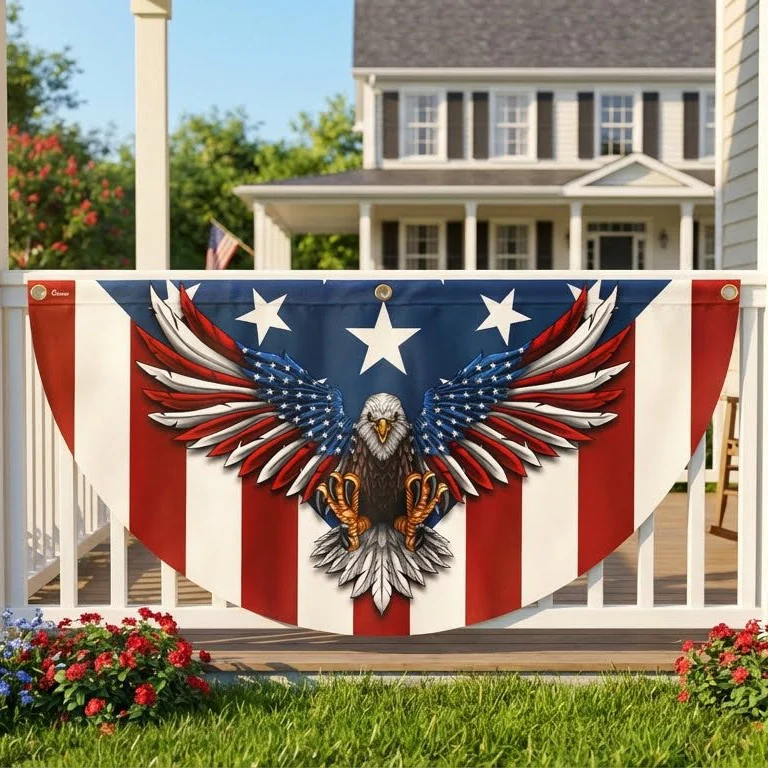 Bimipi American Flag - Veterans Day Flag, Eagle with the American Flag - Patriotic Bunting 3-Day Shipping
