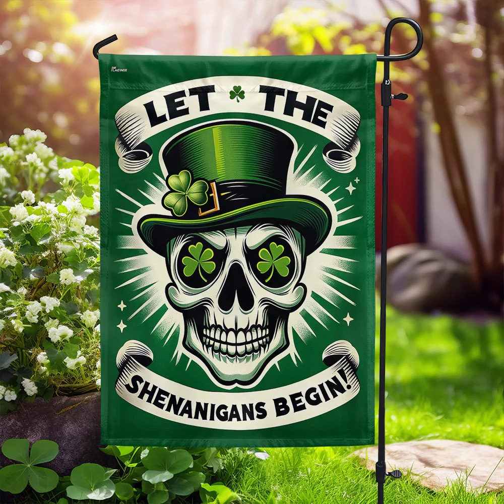 Bimipi  Let the Shenanigans Begin Skull Irish Flag