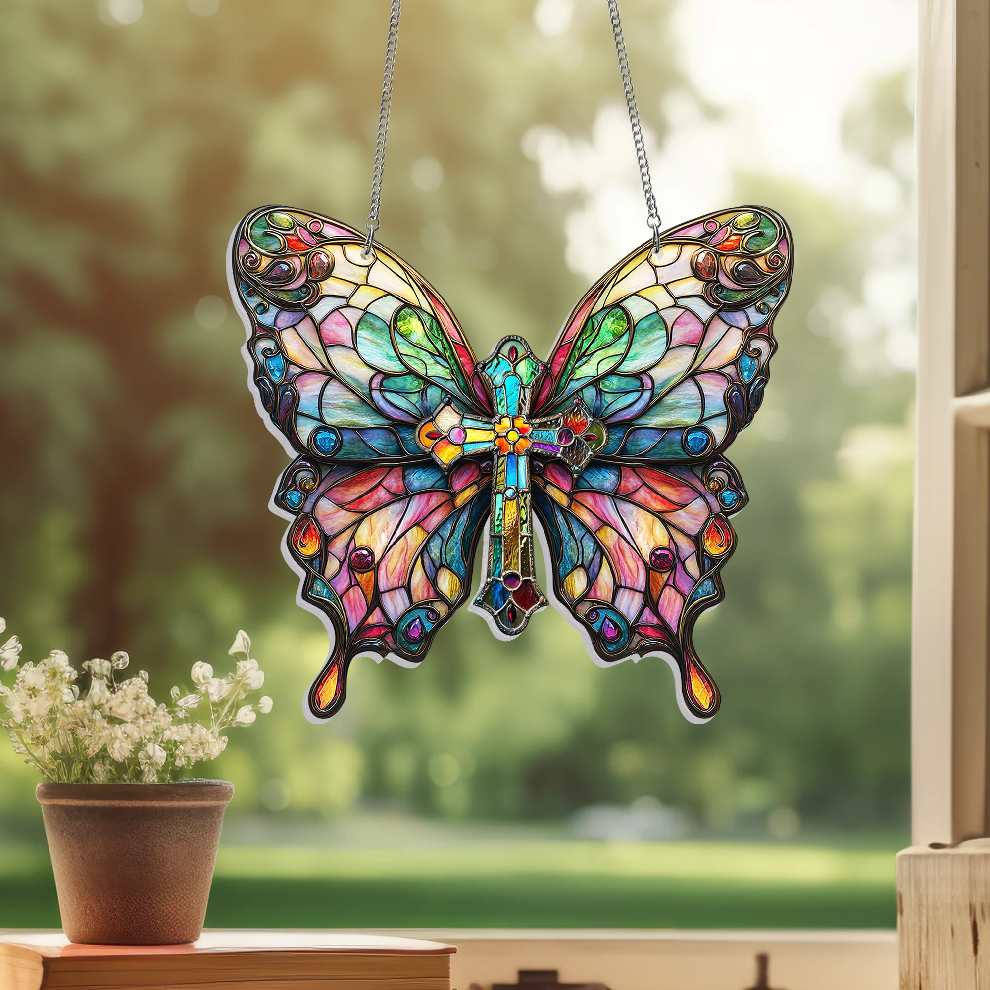 Christian Butterfly Acrylic Suncatcher Hanging