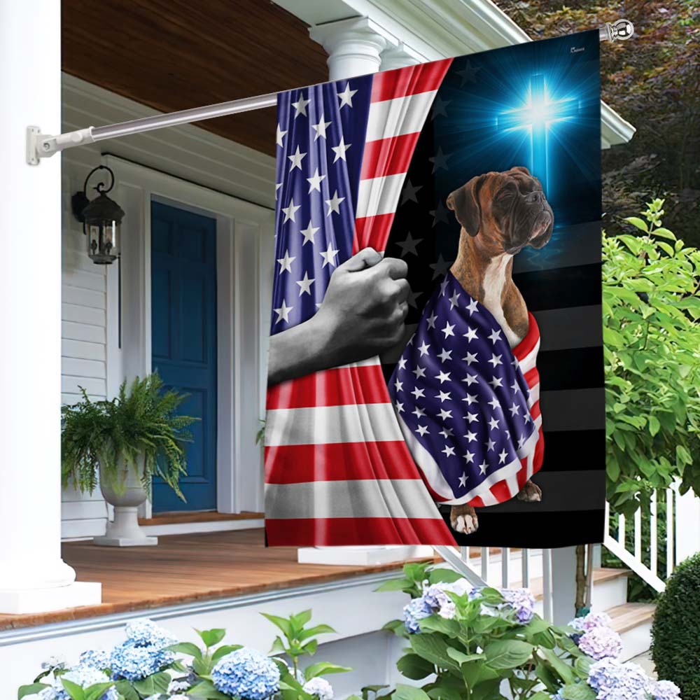 Boxer Dog Patriotic American Flag Wrapped in Glory MLN1430Fv2