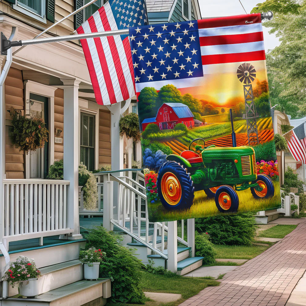 Farm Tractor American Flag