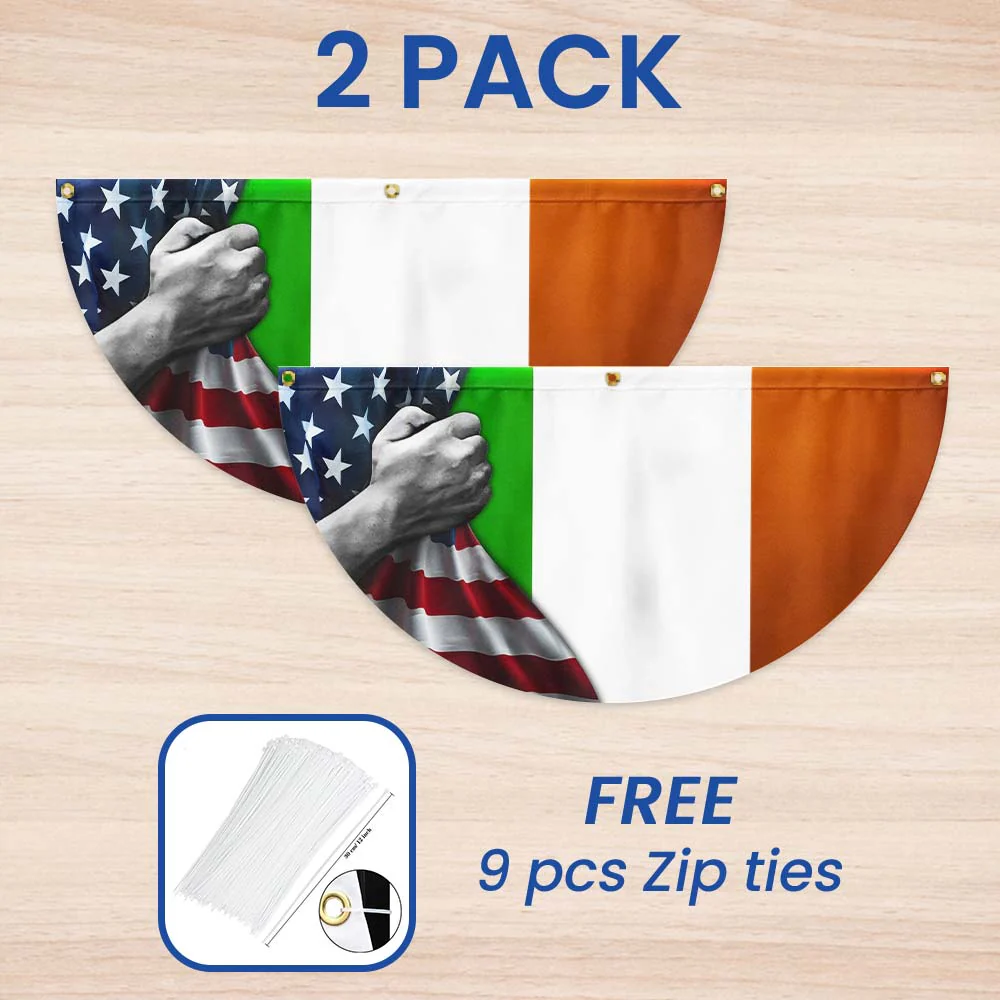 Irish American St Patrick's Day Non-Pleated Fan Flag