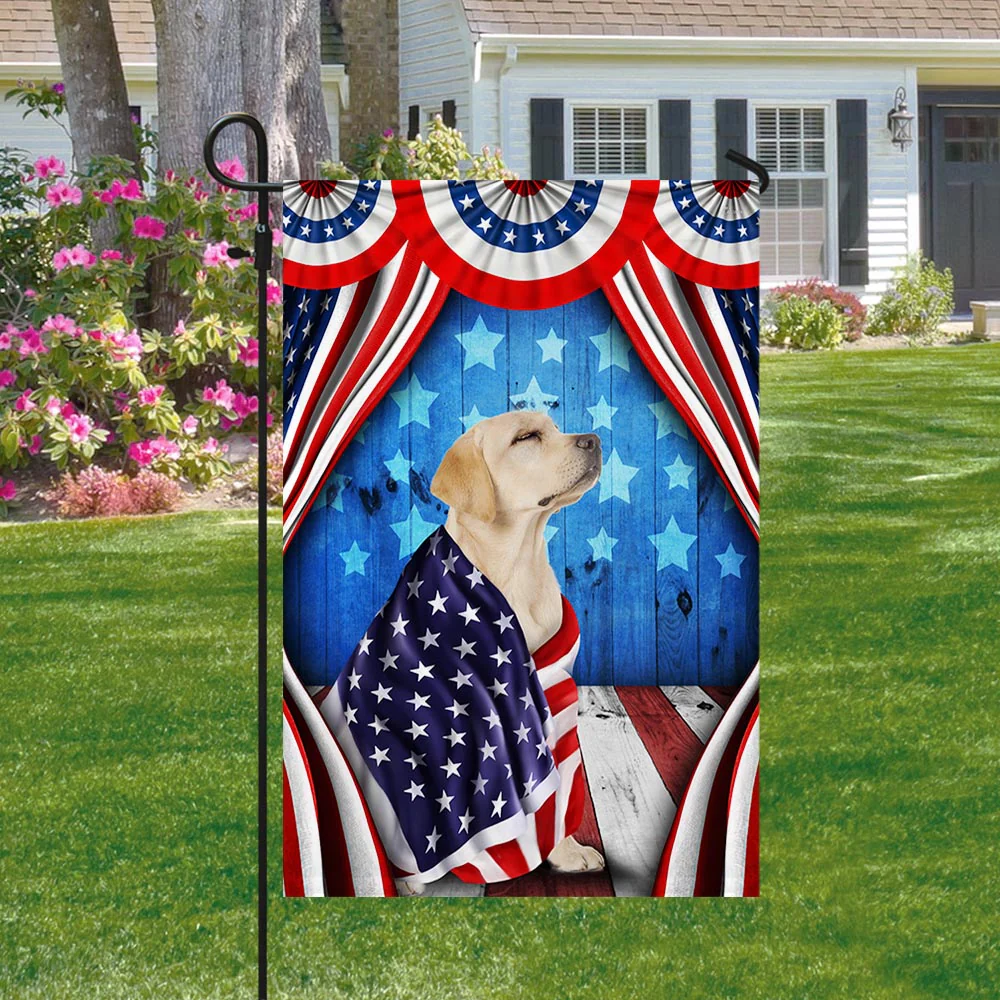 Bimipi American Flag - Happy 4th Of july. Patriotic Dog Yellow Labrador Retriever American Flag Wrapped in Glory TPT898Fv3