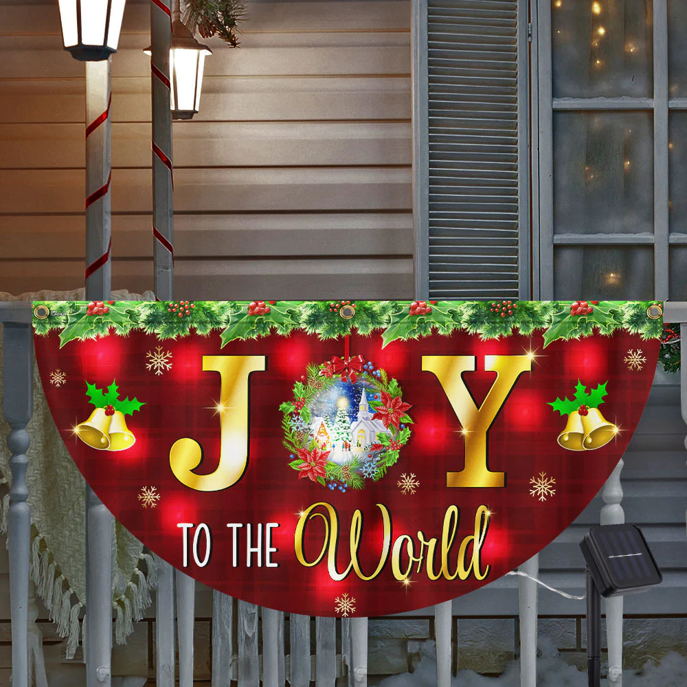 Christmas Flag Joy To The World Christmas Solar Led Fan Flag