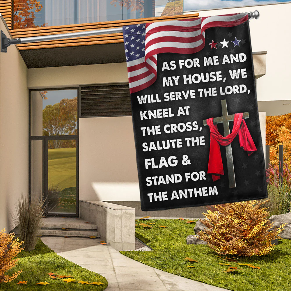 Jesus Cross American Flag As For Me And My House We Will Serve The Lord Flag  3-Day Shipping