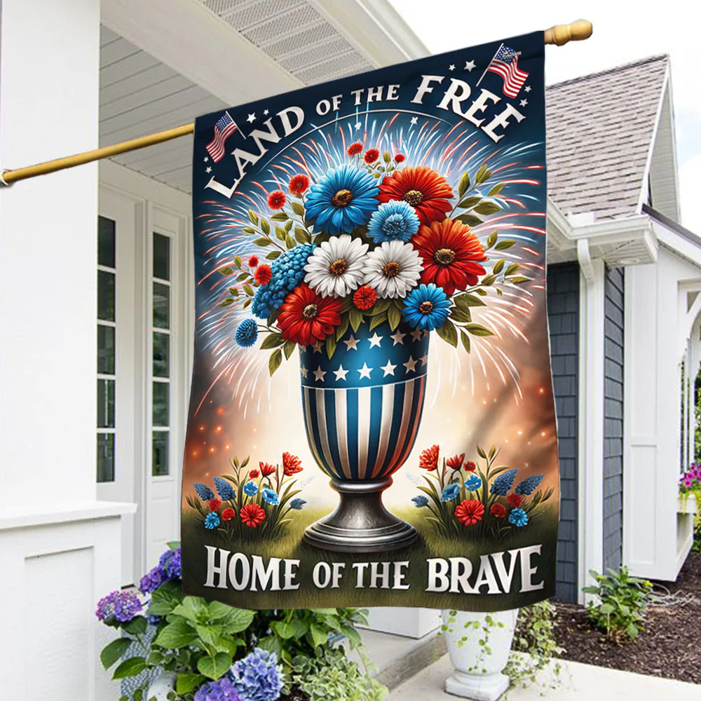 Bimipi American Flag - Patriotic Flowers Vase Independence Day Flag Land of the Free Because of the Brave Flag