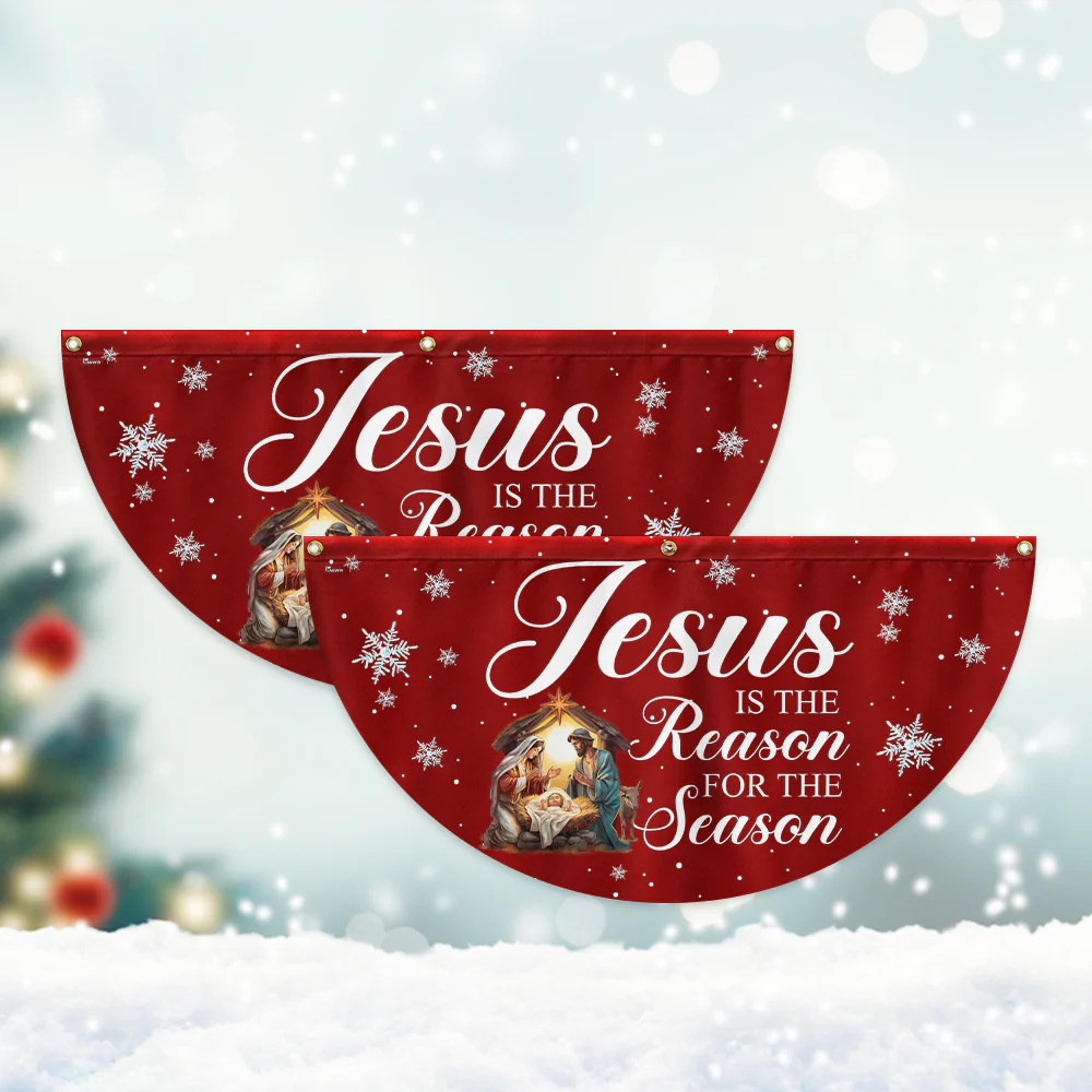Jesus Is The Reason For The Season Nativity of Jesus Christmas Non-Pleated Fan Flag