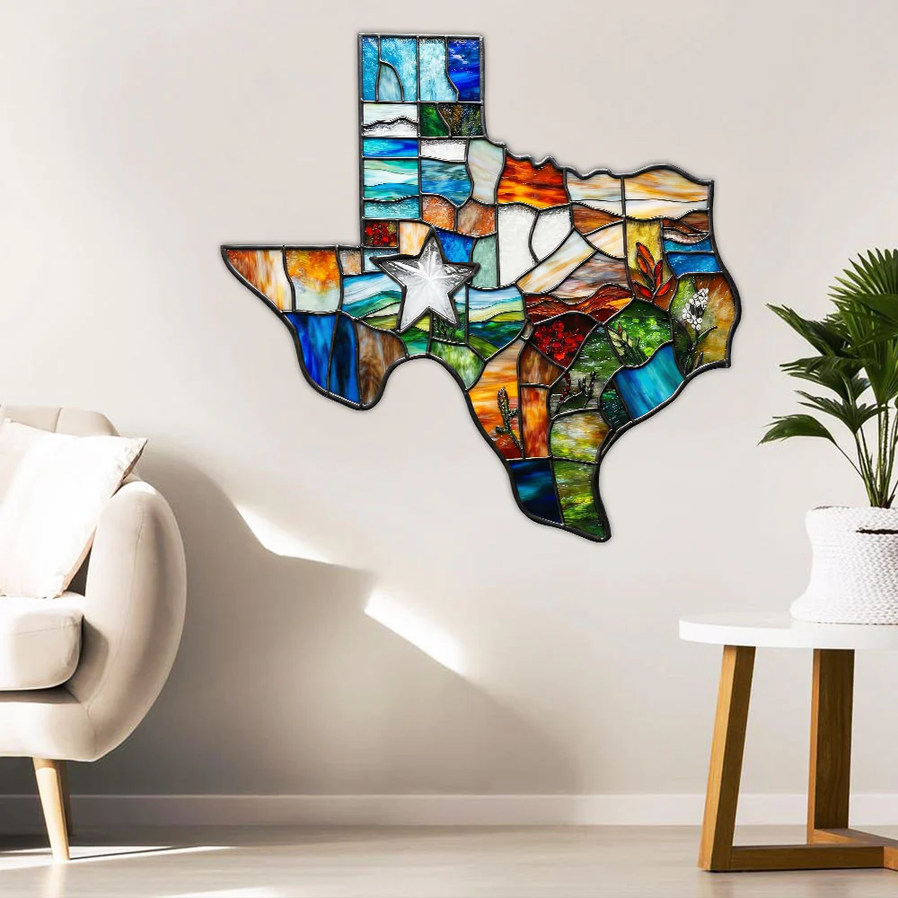 Texas Map Hanging Metal Sign, The Lone Star State Wall Art Home Decor