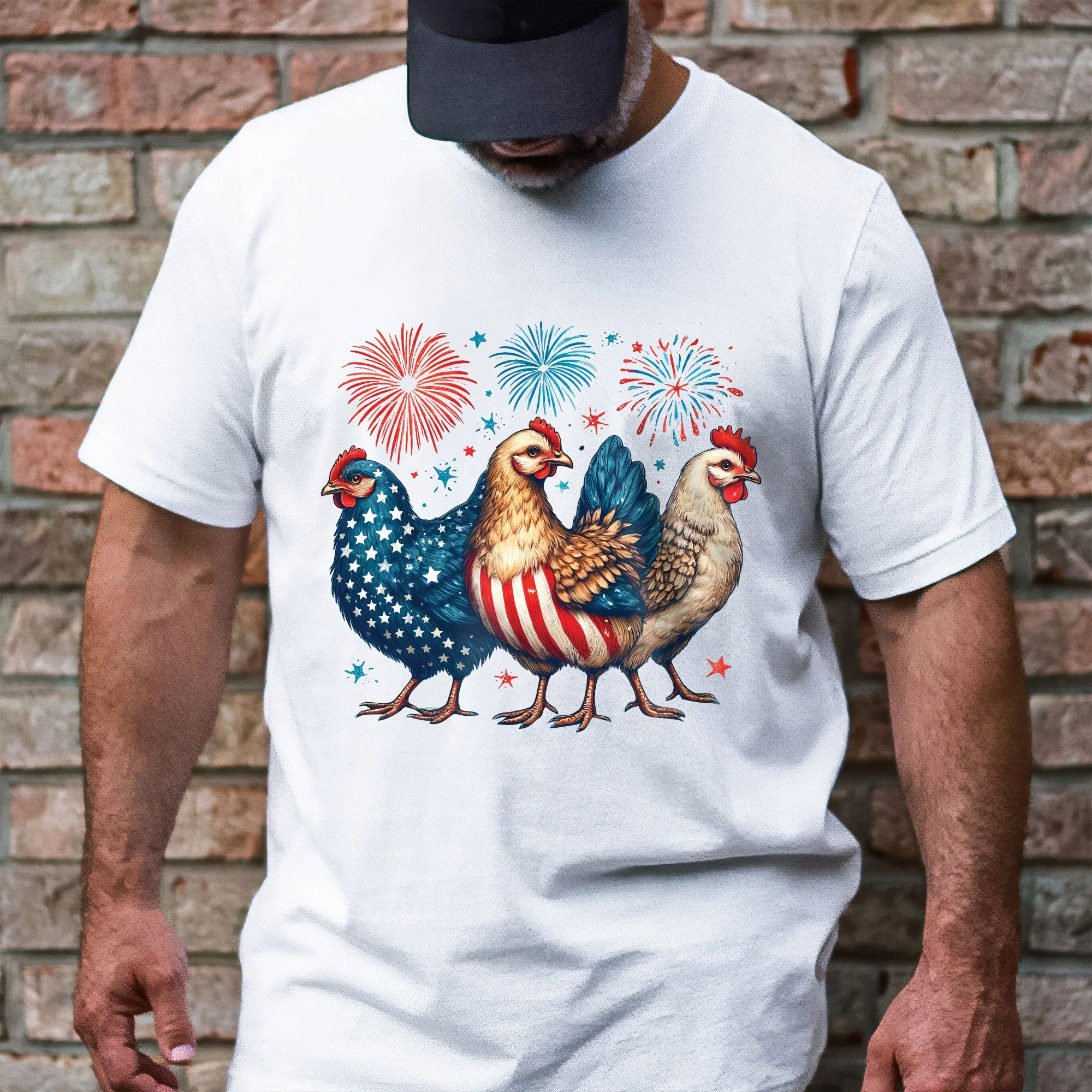 Patriotic Chicken Merica 4th Of july Independence Day T-Shirt, Farm Tee
