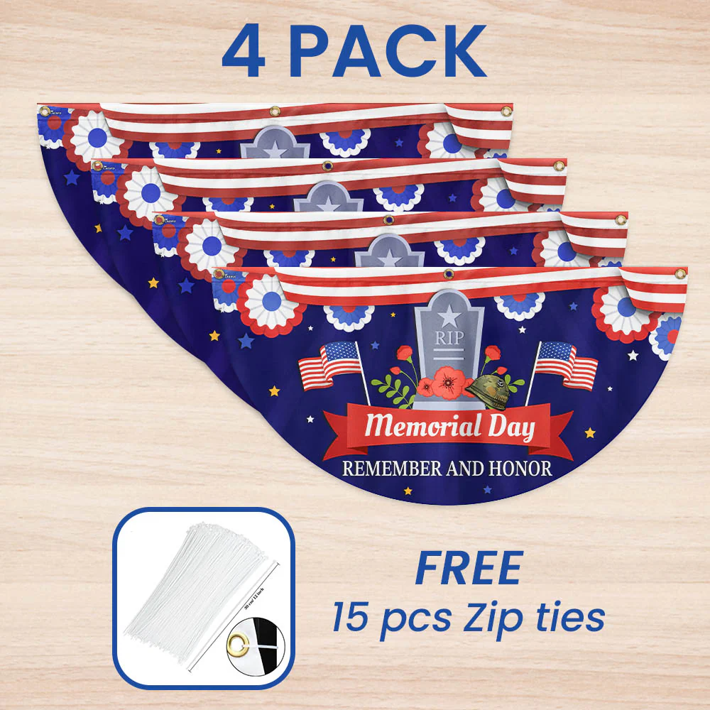 Memorial Day Remember and Honor Veteran Non-Pleated Fan Flag
