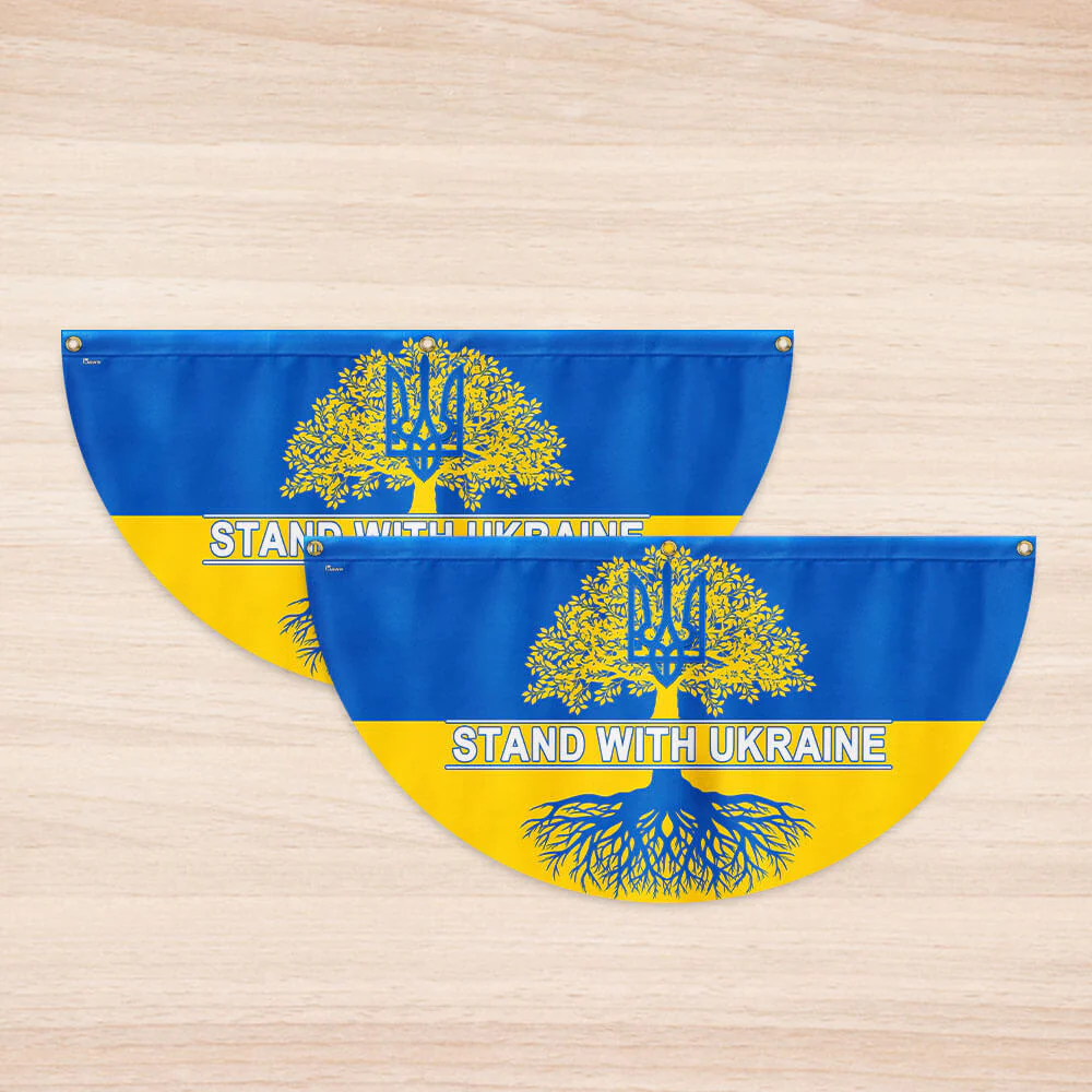 Stand With Ukraine Non-Pleated Fan flag