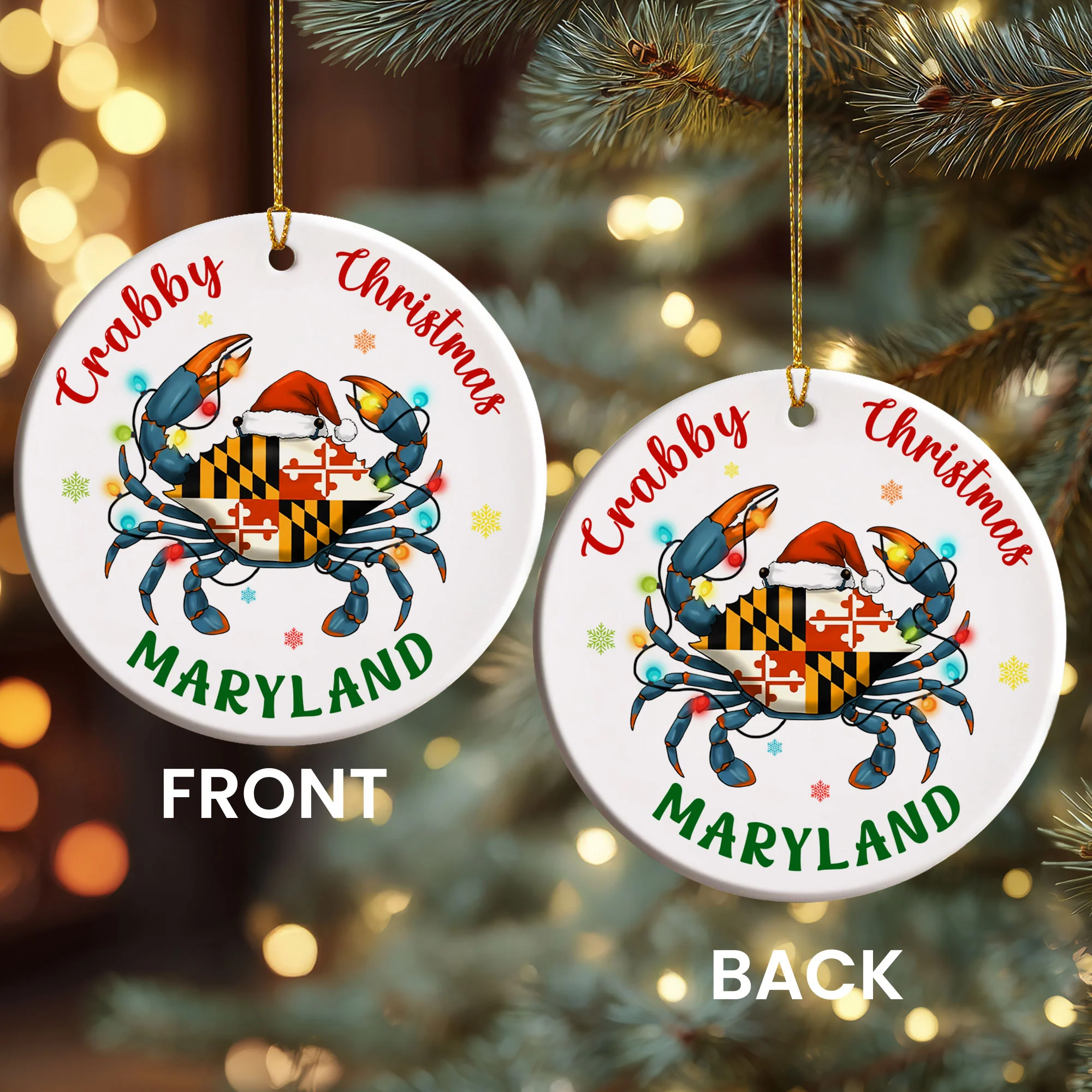 Maryland Crab Christmas Ornament | Merry Christmas Maryland for Decor