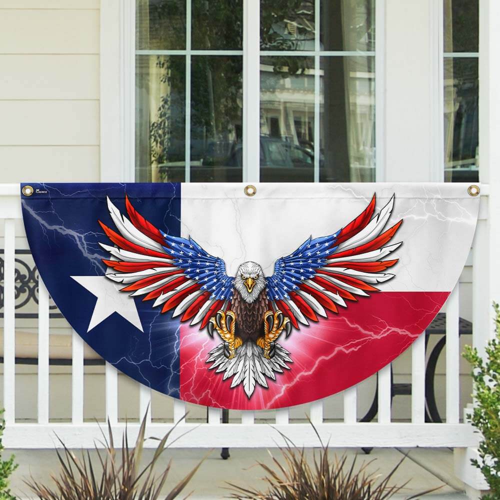 Texas American Eagle Non-Pleated Fan Flag