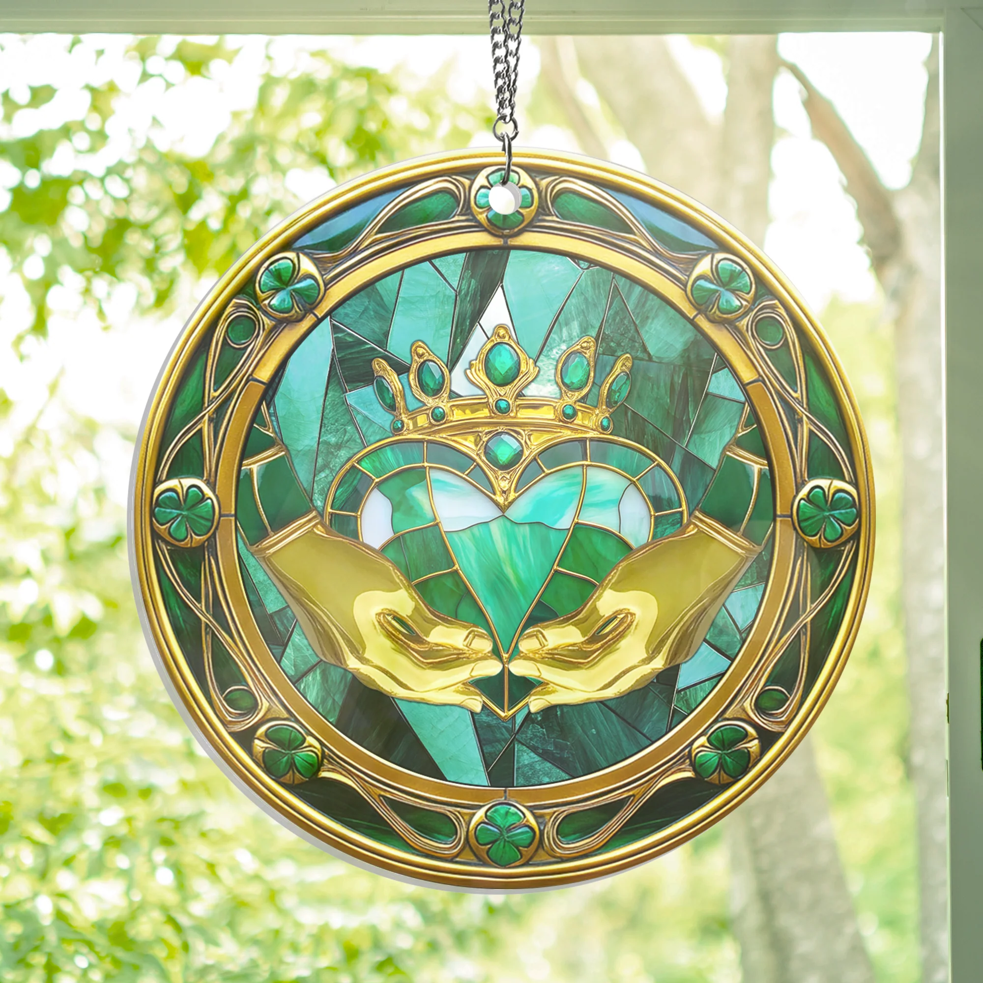 Irish Claddagh Ring Love Loyalty Friendship Suncatcher Acrylic Hanging