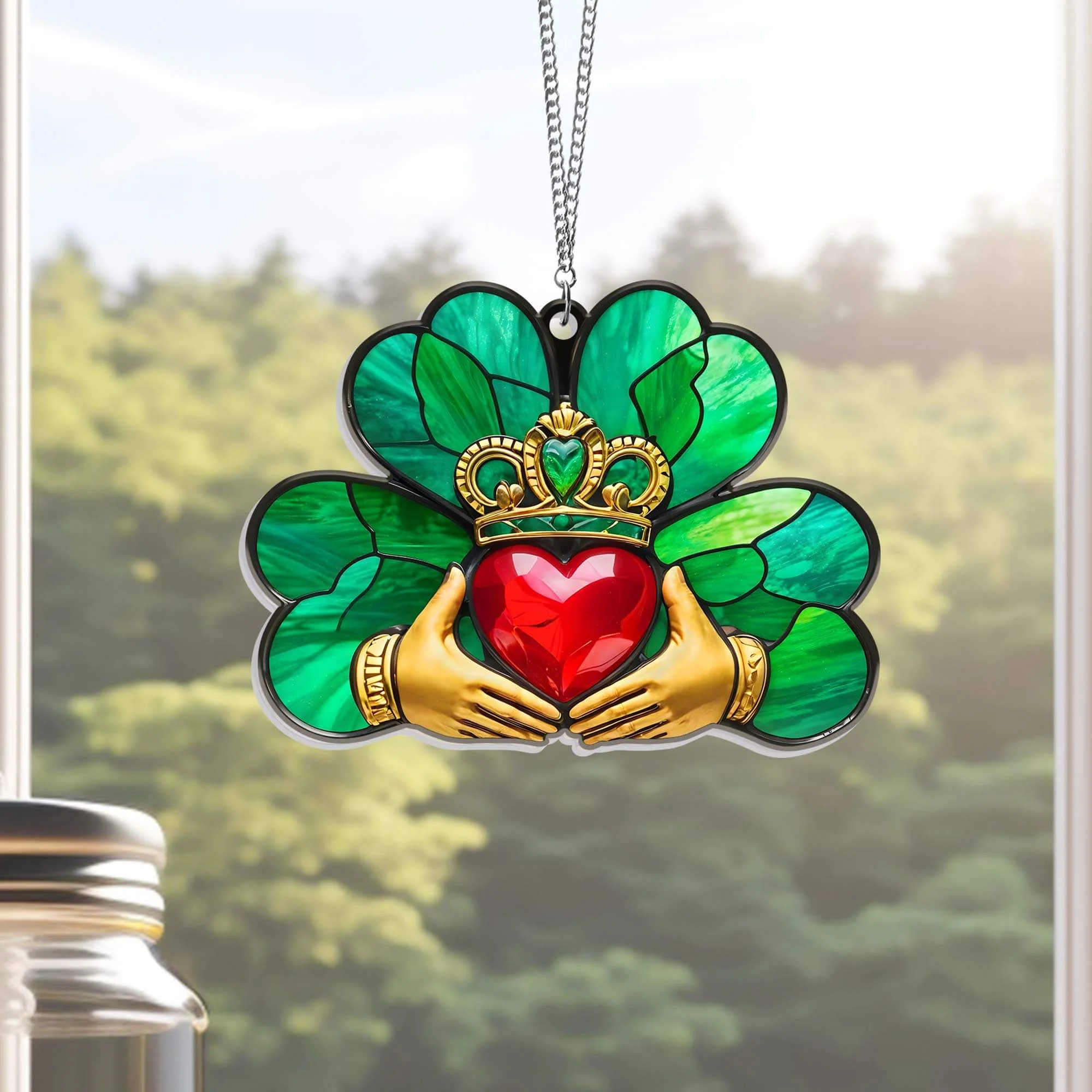 Celtic Irish Claddagh Ring Love Loyalty Friendship Suncatcher Acrylic Hanging