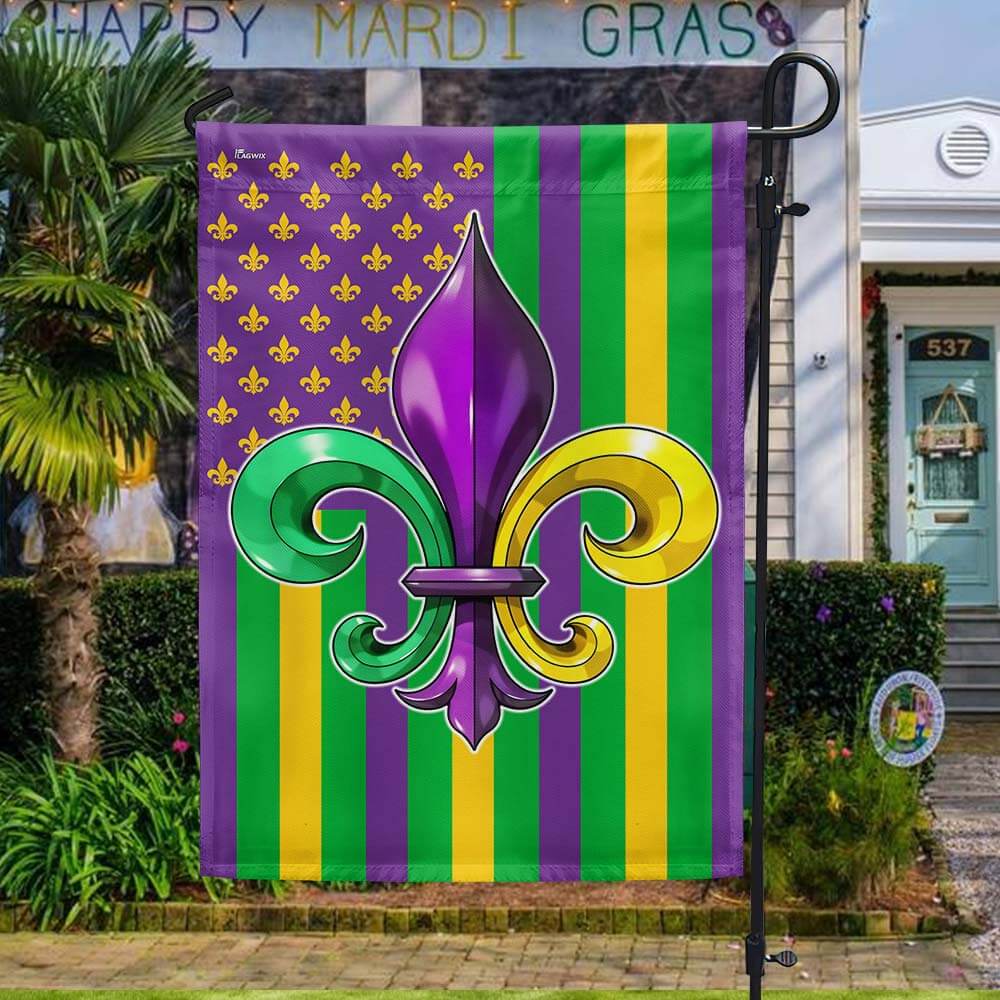 Mardi Gras Fleur De Lis American Flag
