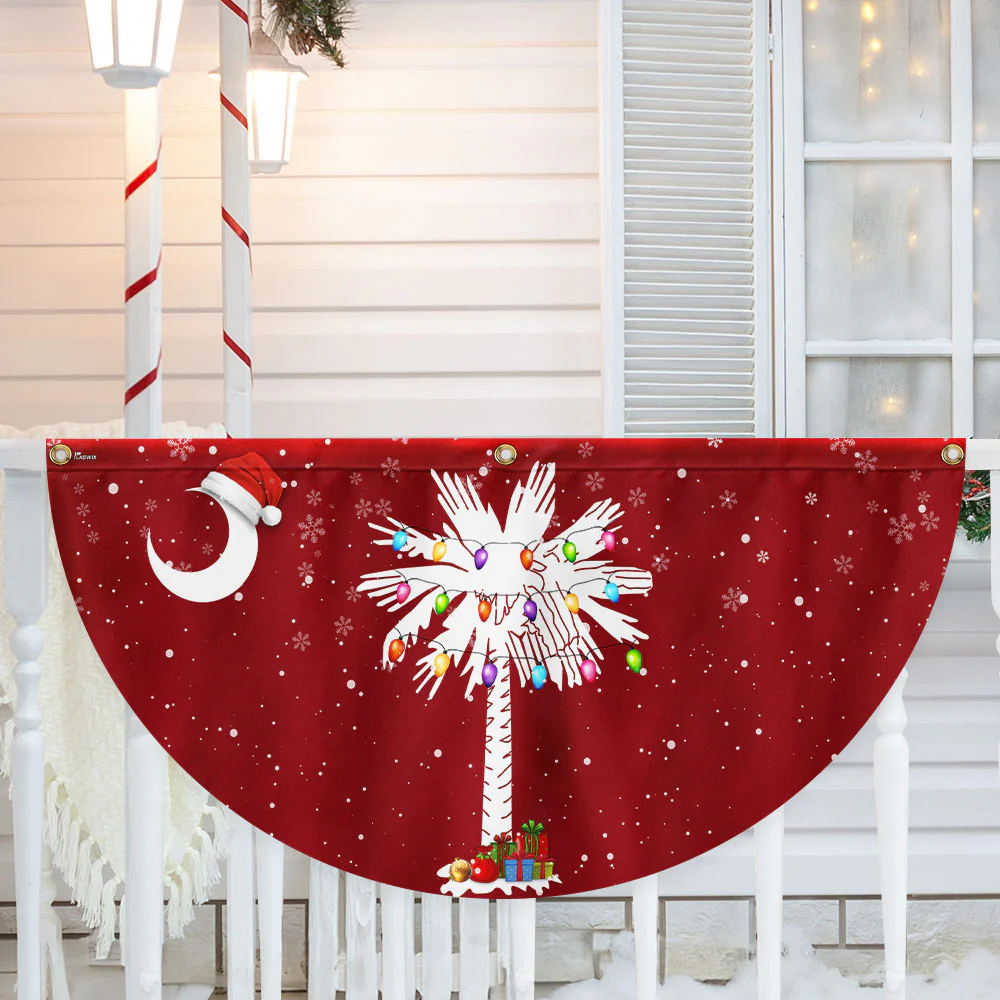 South Carolina Christmas Sabal Palmetto With Light Non-Pleated Fan Flag