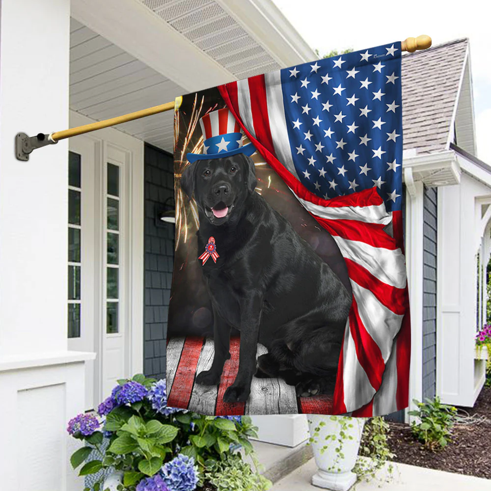 Black Labrador Flag 7th of july Black Labrador American Flag