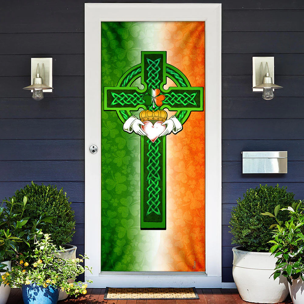 Saint Patricks Day Irish Celtic Cross Door Cover