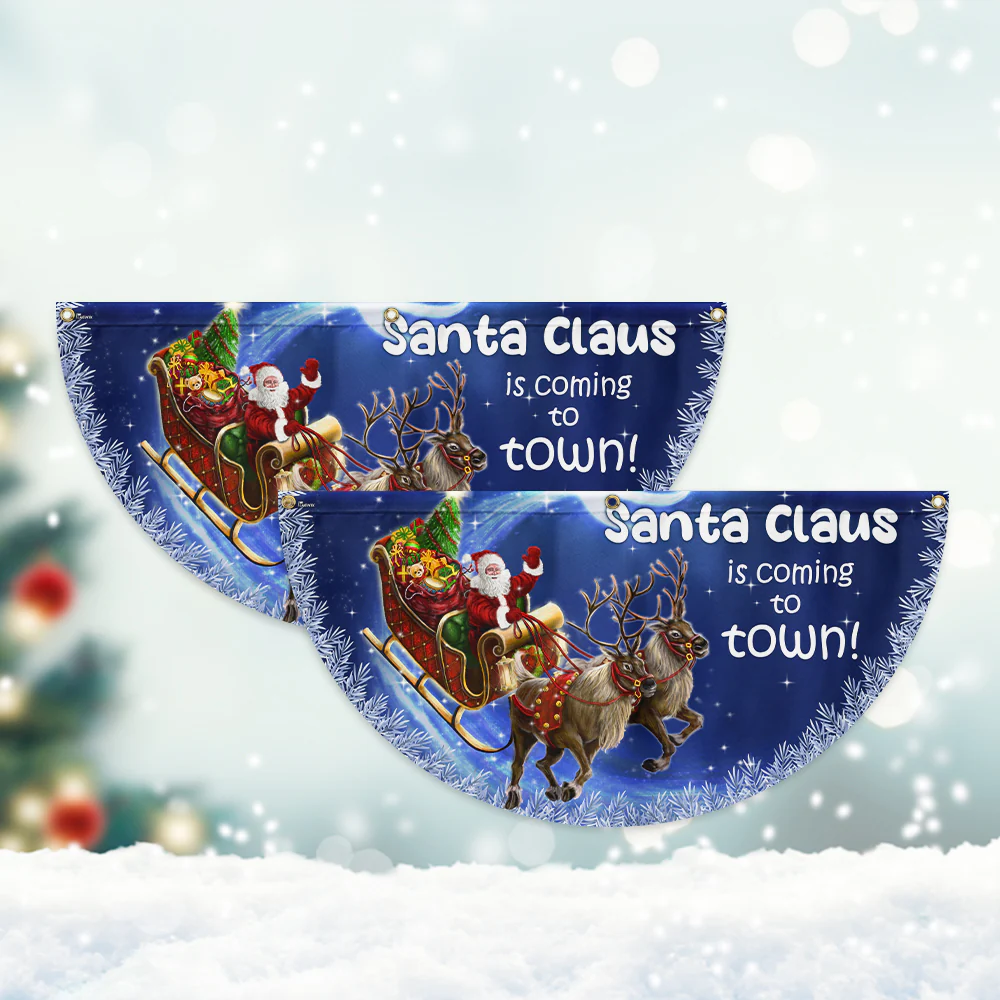 Santa Claus Is Coming Christmas Non-Pleated Fan Flag