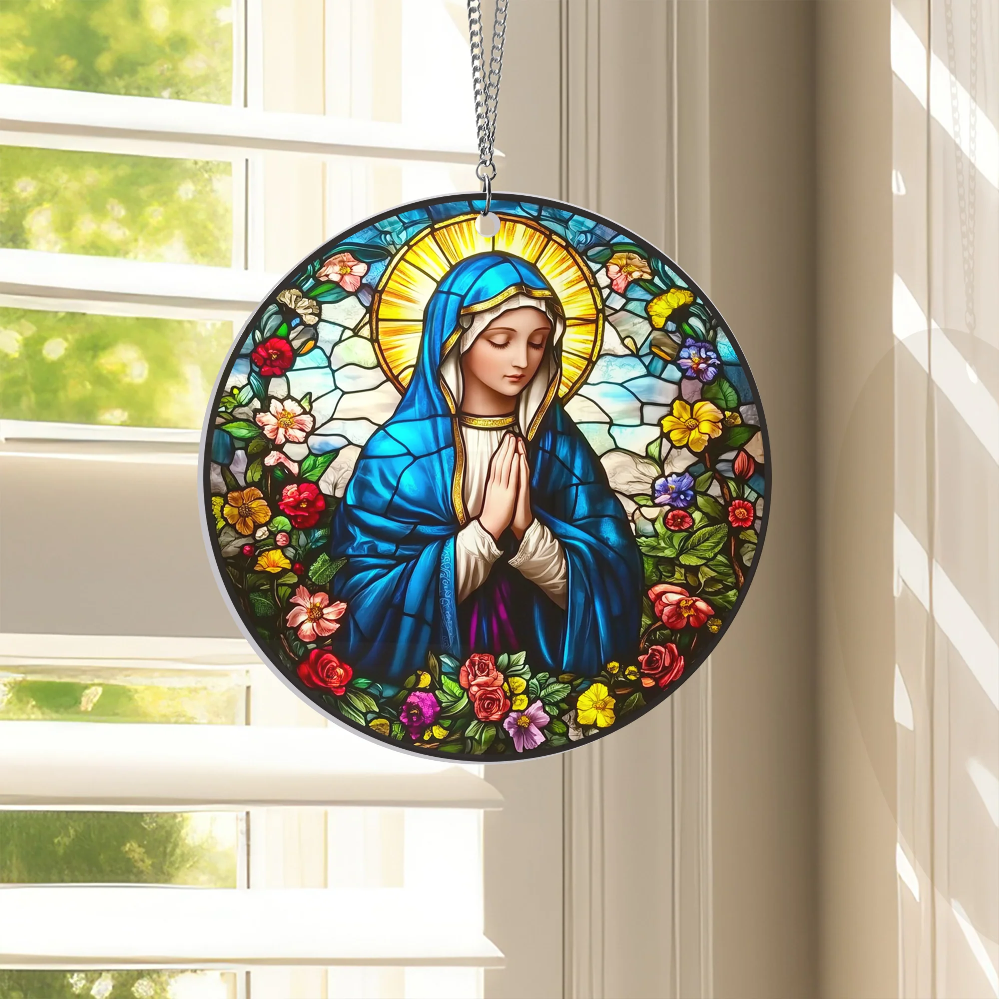 Blessed Virgin Mary Acrylic Suncatcher Hanging Sign