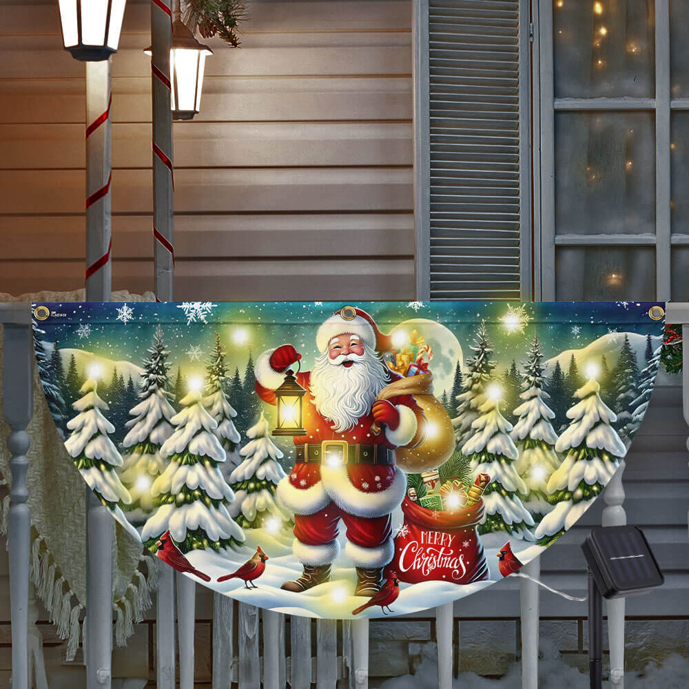 Merry Christmas Santa Claus Christmas Solar LED Fan Flag