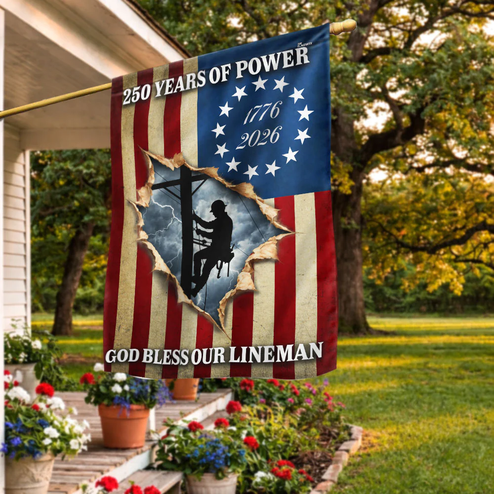 Lineman Flag, 1776 2026 God Bless Our Lineman American Flag
