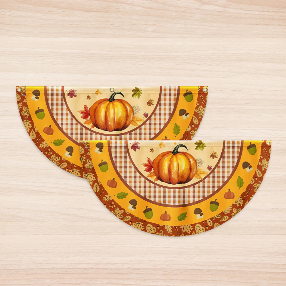 Fall Flag Pumpkin Thanksgiving Non-Pleated Fan Flag