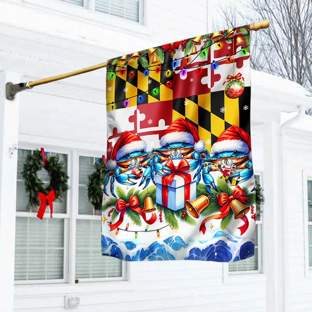 Blue Crabs Merry Christmas Maryland Flag