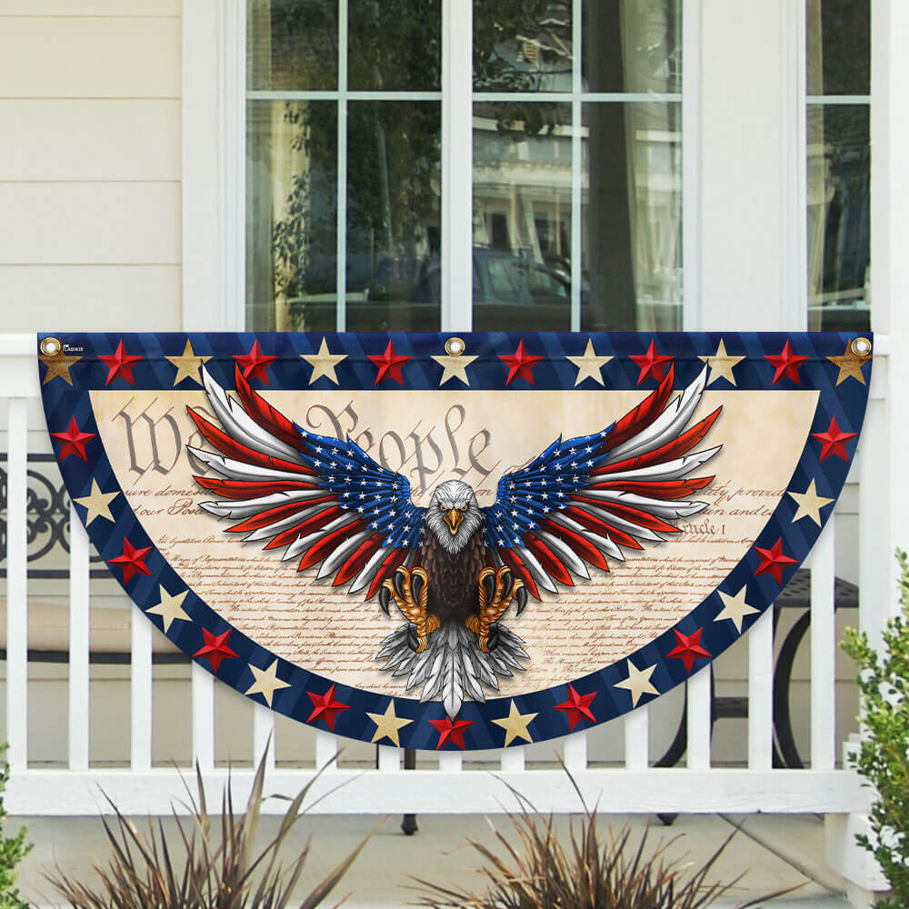 American Flag - We The People Patriotic Eagle Non-Pleated Fan Flag