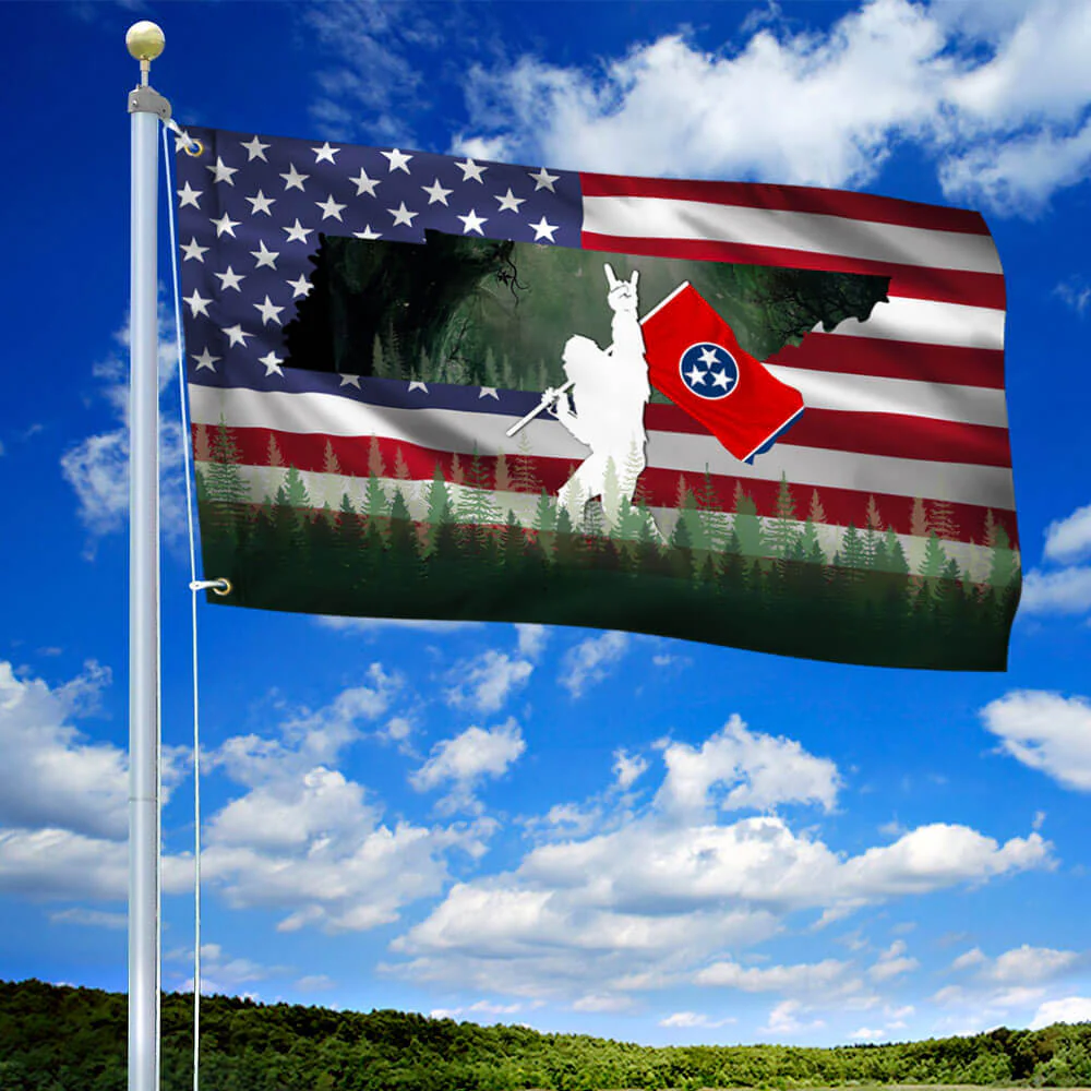 Bigfoot Sasquatch Tennessee American Flag