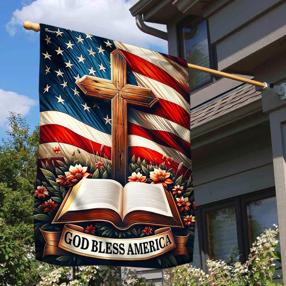 Bimipi God Bless America Christian Cross American Flag