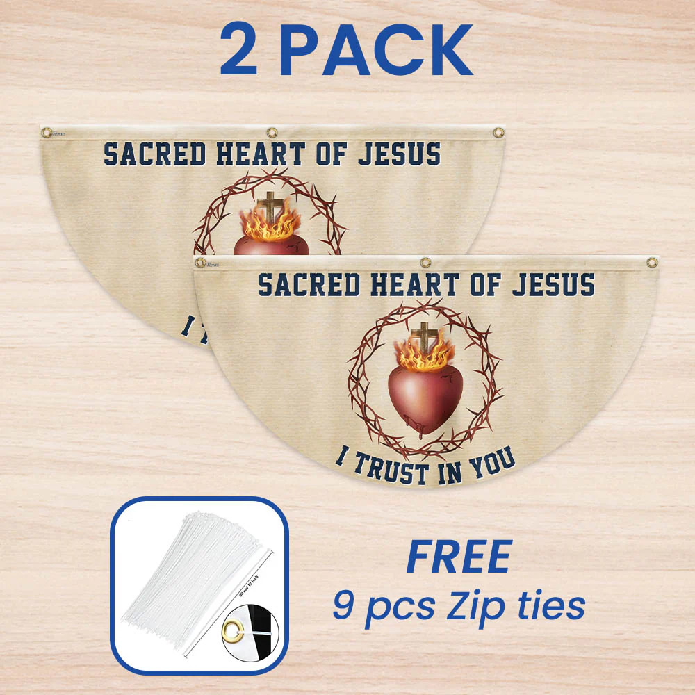 Sacred Heart Of Jesus I Trust In You Catholic Christian Non-Pleated Fan Flag