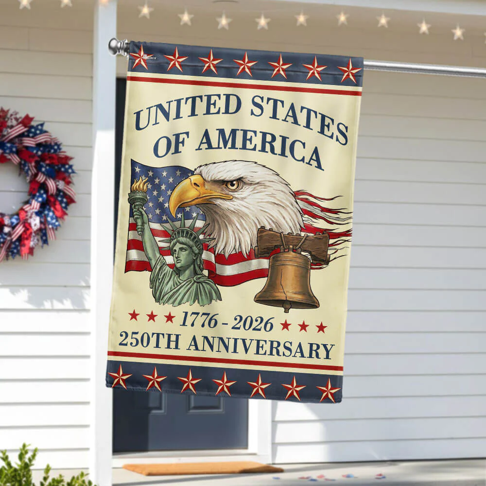 Vintage Americana Patriotic United States 250th Anniversary Flag