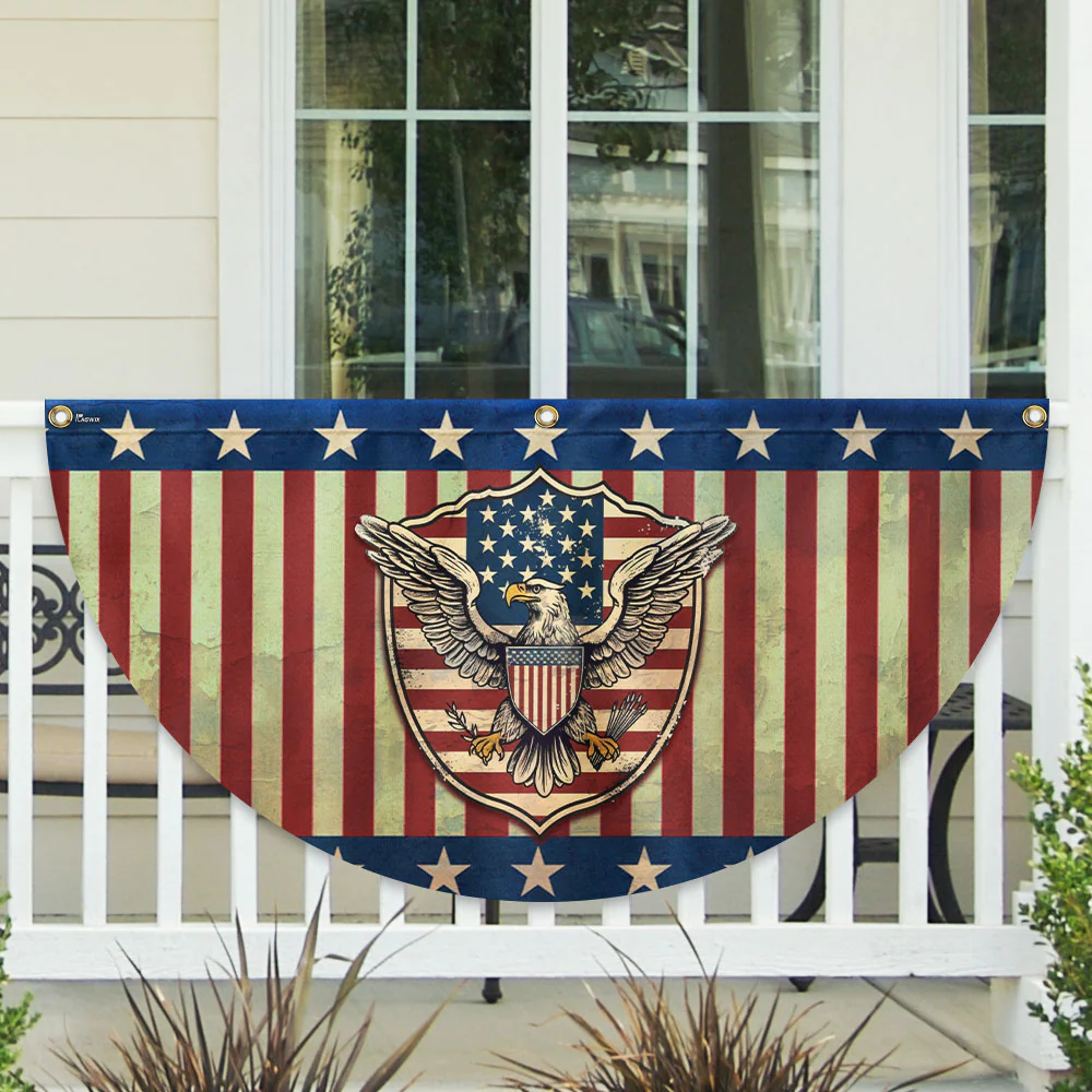 Patriotic Eagle American Non-Pleated Fan Flag