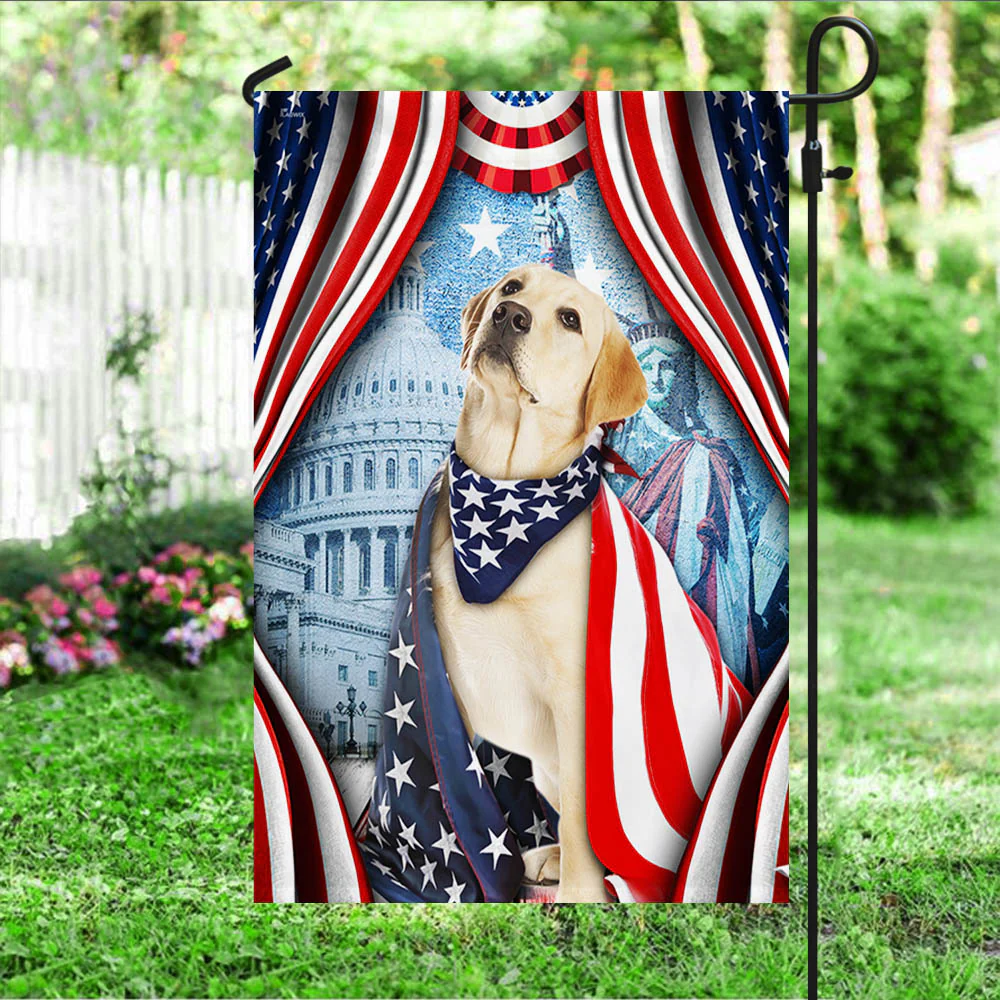 Bimipi American Flag - Happy 4th Of july. Labrador Retriever American Flag Wrapped in Glory TPT186Fv1