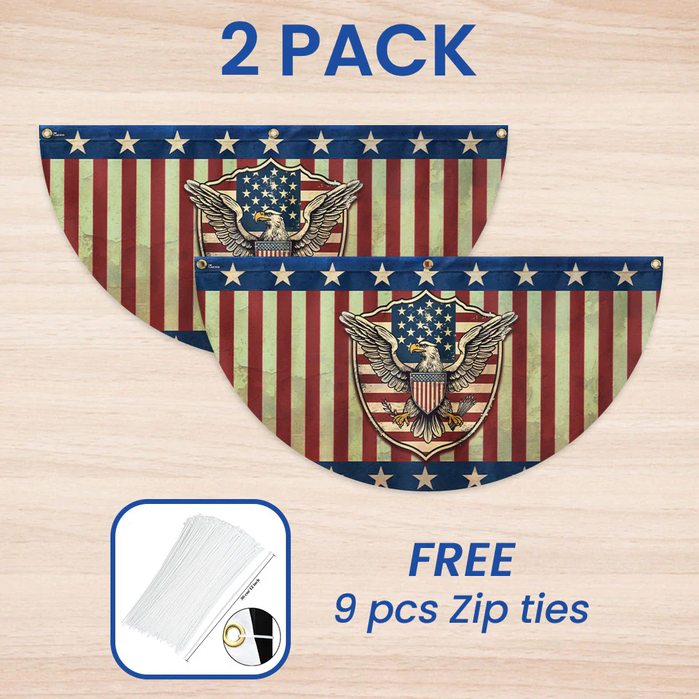 Patriotic Eagle American Non-Pleated Fan Flag