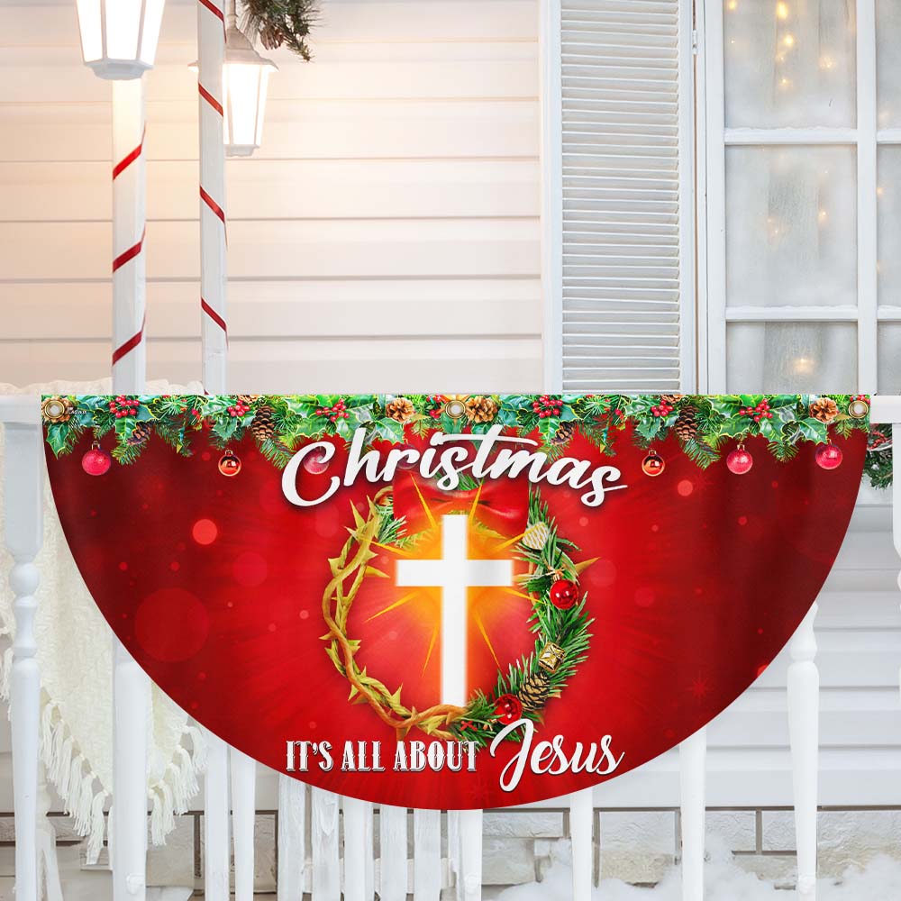 Christmas It's All About Jesus Non-Pleated Fan Flag