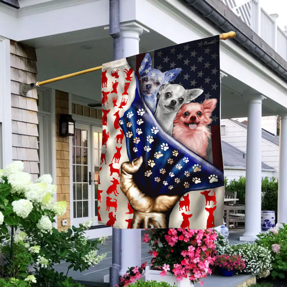Chihuahua American Flag Bimipi  ™ Adorable Chihuahua Dogs Flag