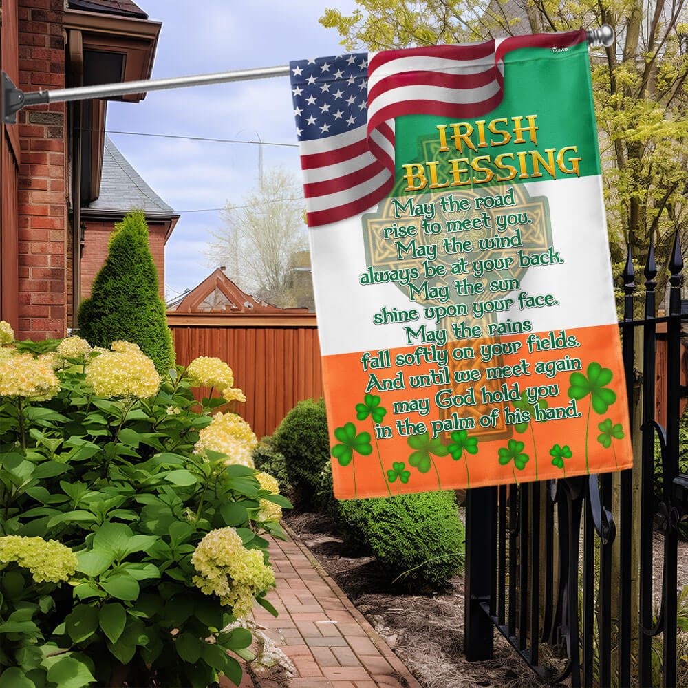 Bimipi  Irish Blessing Celtic Cross St. Patrick's Day Flag