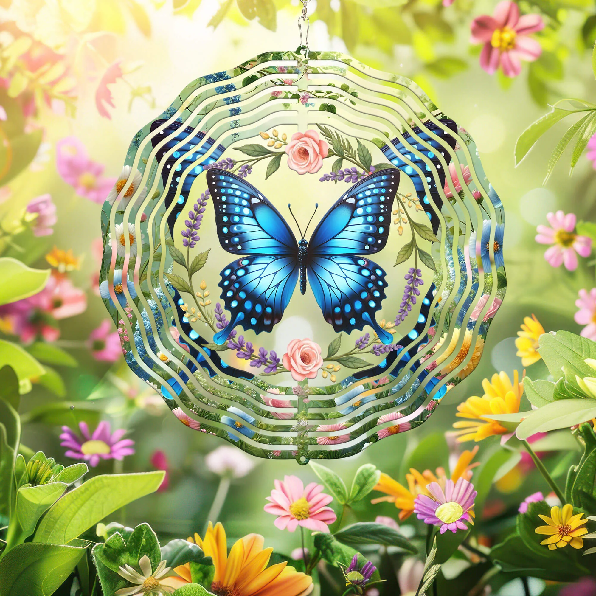 Spring Floral Butterfly Wind Spinner 3-Day Shipping