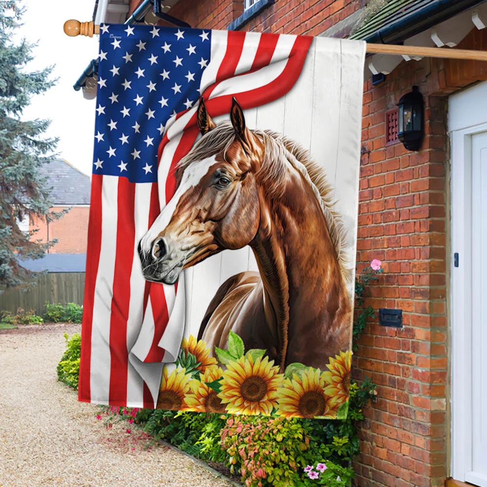 Horse Flower American Flag