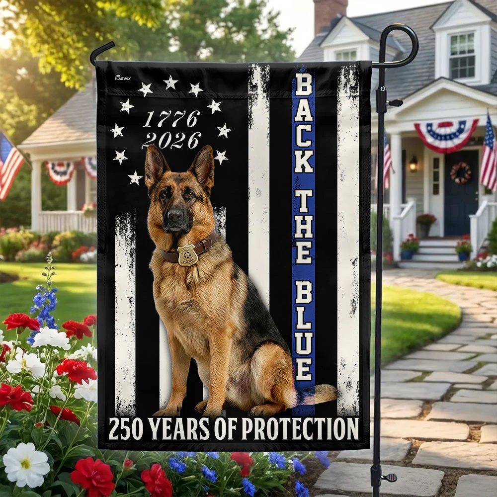 German Shepherd Thin Blue Line Flag, 250 Years of Protection US Flag