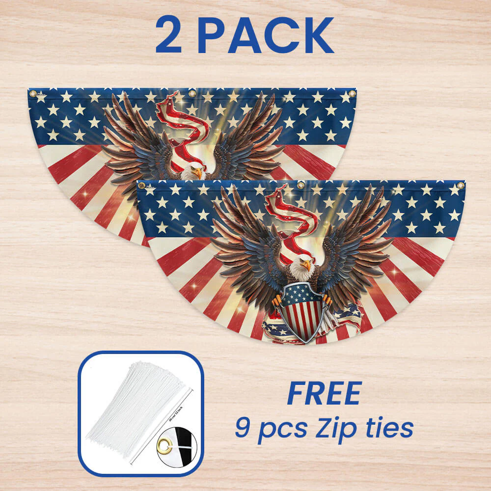 Bimipi American Flag - Patriotic Eagle American Non-Pleated Fan Flag Bunting
