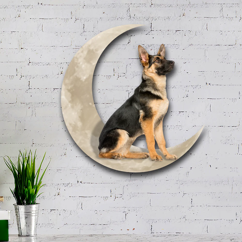 German Shepherd Dog And Moon Hanging Metal Sign QNK879MSv7