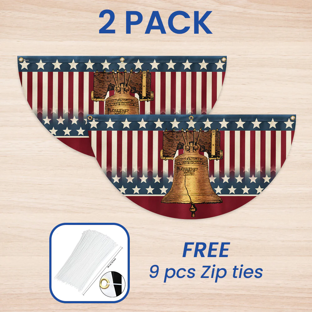 Bimipi American Flag - Liberty Bell 4th of july America Forever Patriotic Non-Pleated Fan Flag